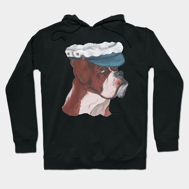 BOXER DOG wearing hat Hoodie by Annie18c